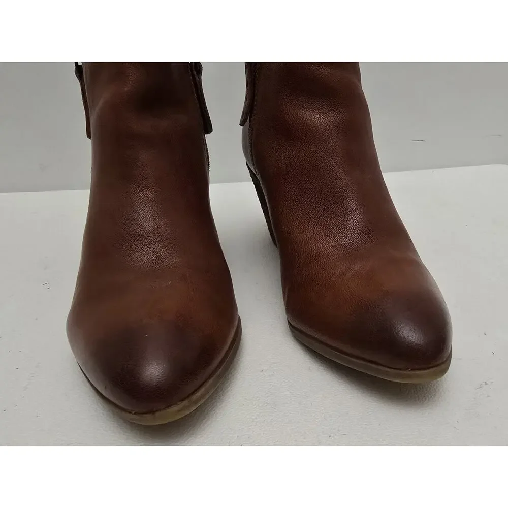 FRYE Judith Double Zip Boots Booties Womens 6.5 Cognac Leather Ankle Western